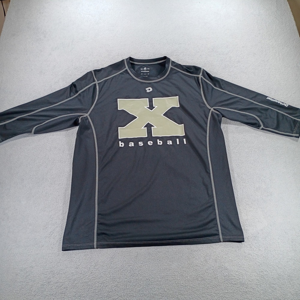 DeMarini Mens X Baseball Shirt Black Large 3/4 Sleeve Performance Tee